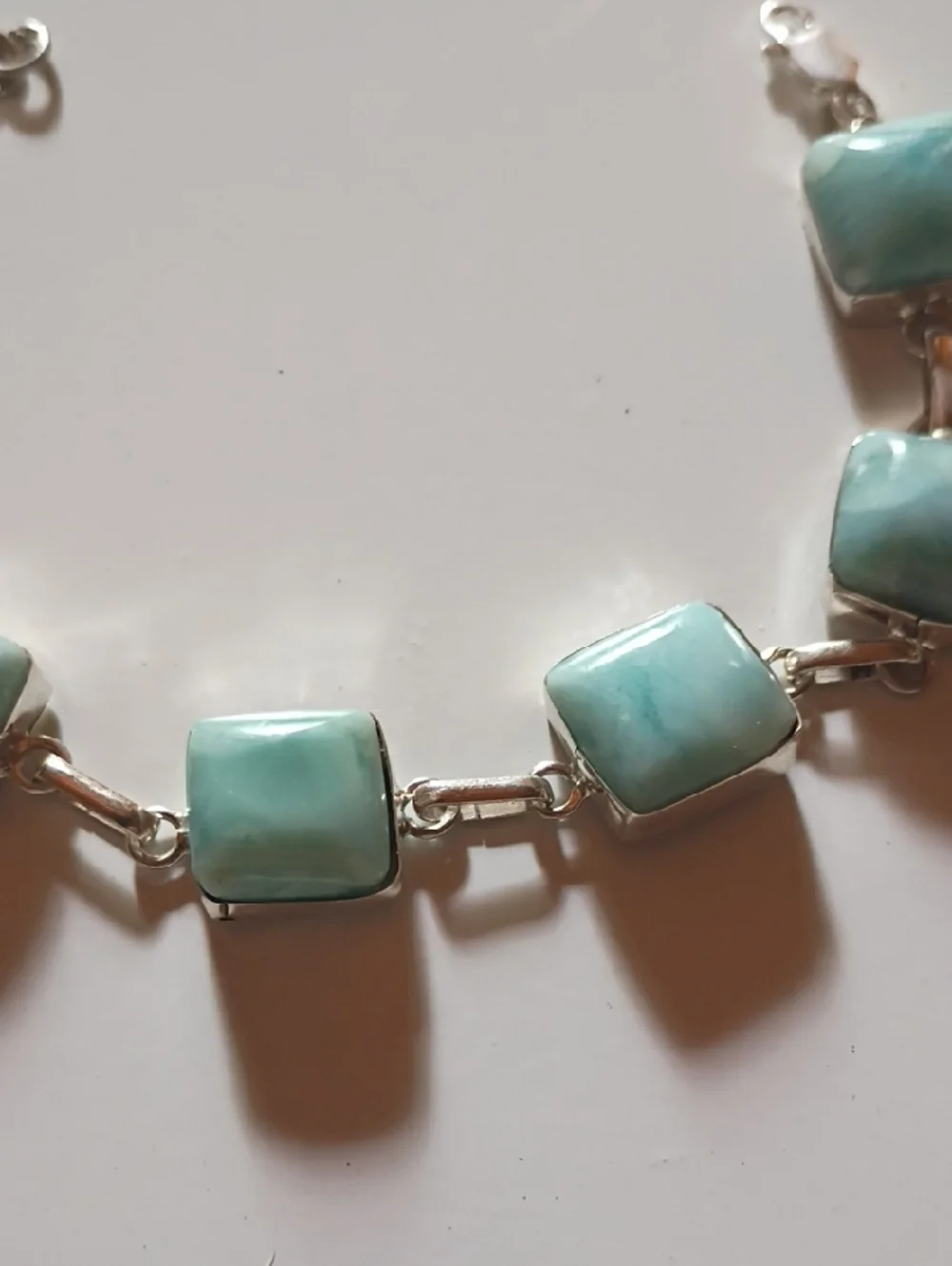 Seafoam Blue Square  Larimar Stone Bracelet - Women Jewelry